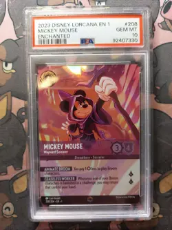 Mickey Mouse Wayward Sorcerer Enchanted 208/204 PSA 10 Lorcana First Chapter - Image 3