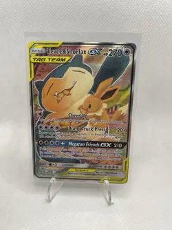 🥜Pokemon TCG Eevee & Snorlax GX SM169 Holo Card MP Condition🥜 - Image 1