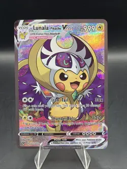 Lunala Pikachu VCOS Holo Non-TCG Fan Art 025/055 Pokemon Card - Image 1