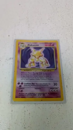 Pokemon Alakazam 1 102 Base Set Holo Rare Card with Sleeve - Image 2