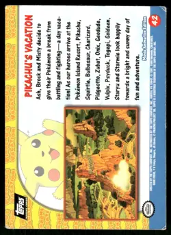 Pokemon Cards Pikachu's Vacation #42 Topps The First Movie Trading Cards MP *2 - Image 2