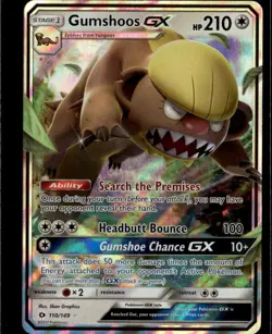 Gumshoos GX Ultra Rare SM Base Set 110/149 Colorless Holofoil Pokemon Card - Image 1
