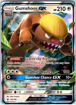 Gumshoos GX 110/149 Ultra Rare Holo Card SM Base Set Pokemon TCG NM - Image 1
