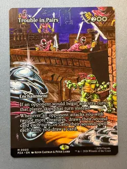 Trouble in Pairs (Borderless) - NM - MTG Teenage Mutant Ninja Turtles PZA 0003 - Image 1