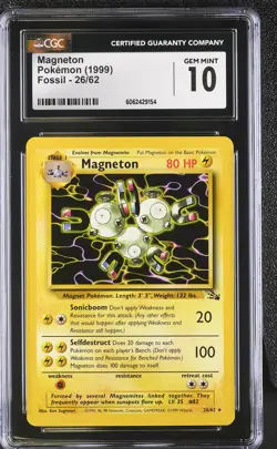 CGC 10 GEM MINT Magneton 1999 26/62 Pokemon Card psa - Image 1