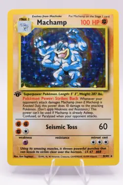 Pokemon TCG Machamp 8/102 Base Set 1st Edition Holo Rare 100 HP English (1999) - Image 1