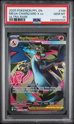 2025 POKEMON PFL EN-PHANTASMAL FLAMES ULTRA RARE #109 MEGA CHARIZARD X EX PSA 10 - Image 1