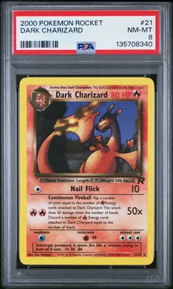 2000 POKEMON ROCKET #21 DARK CHARIZARD PSA 8 - Image 1