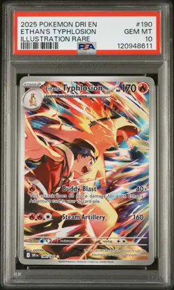 2025 Pokemon Destined Rivals Ethan's Typhlosion 190 Illustration Rare PSA 10 GEM - Image 1