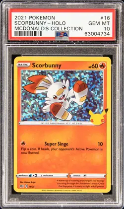 2021 POKEMON MCDONALD'S COLLECTION #16 SCORBUNNY-HOLO PSA 10 - Image 1