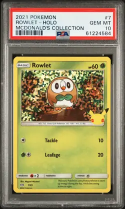 2021 POKEMON MCDONALD'S COLLECTION #7 ROWLET-HOLO PSA 10 - Image 1