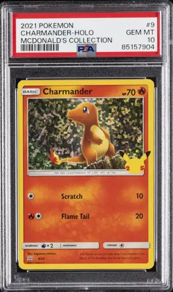 2021 POKEMON MCDONALD'S COLL #9 CHARMANDER-HOLO PSA 10 - Image 1