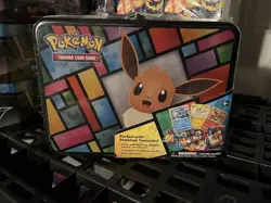 5 Booster Packs EEVEE POKEMON TCG 2021 Eeveelution TIN CASE LUNCH BOX NEW SEALED - Image 1