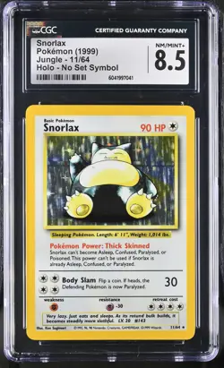 CGC 8.5 Snorlax 1999 Jungle 11/64 Holo No Set Symbol Pokemon Card psa - Image 1