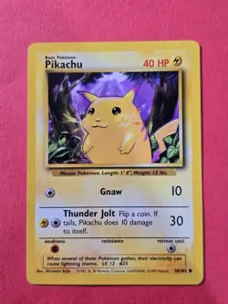1999 Pokemon Base Unlimited #58 Pikachu (Yellow Cheeks), C, NF/H, cds2 - Image 1