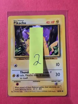 1999 Pokemon Base Unlimited #58 Pikachu (Yellow Cheeks), C, NF/H, cds2 - Image 3