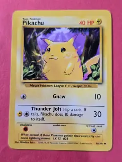1999 Pokemon Base Unlimited #58 Pikachu (Yellow Cheeks), C, NF/H, cds3 - Image 1