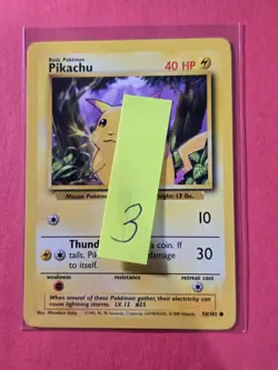 1999 Pokemon Base Unlimited #58 Pikachu (Yellow Cheeks), C, NF/H, cds3 - Image 3
