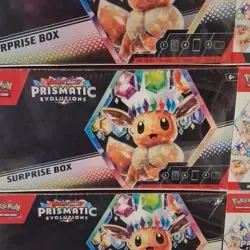 Pokemon Scarlet & Violet Prismatic Evolutions Surprise Box Eevee Promo 4 Packs - Image 1