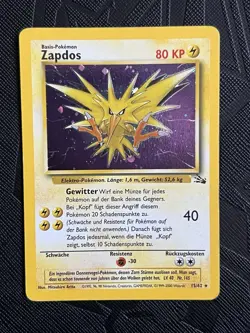 Pokemon TCG Zapdos 15/62 Fossil Unlimited Holo Rare (German) - HP - Image 3
