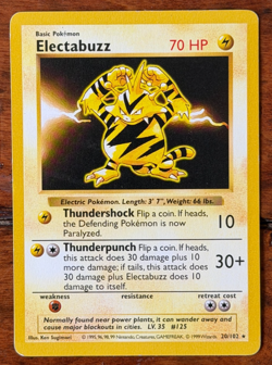 1999 Pokemon Electabuzz 020/102 Base Set (Shadowless) Regular - LP - Image 1