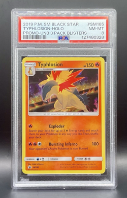 PSA 8 Typhlosion SM185 Sun & Moon Black Star Promo Cosmos Holo Rare Pokemon NM - Image 1