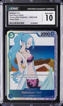 2025 ONE PIECE ANIME 25TH COLL SUPER RARE NEFELTARI VIVI CGC 10 GEM MINT - Image 1