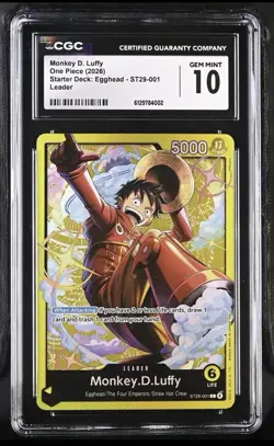 2026 ONE PIECE ST29 #001 EGGHEAD MONKEY D. LUFFY LEADER CGC 10 Gem Mint - Image 1