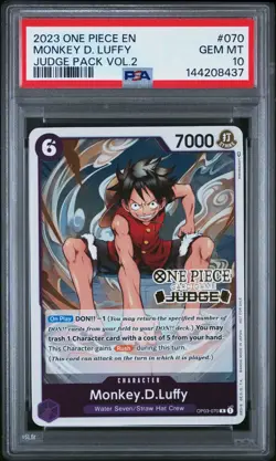 Monkey.D.Luffy (Judge Pack Vol. 2) OP03-070 One Piece Promotion Cards - PSA 10 - Image 1