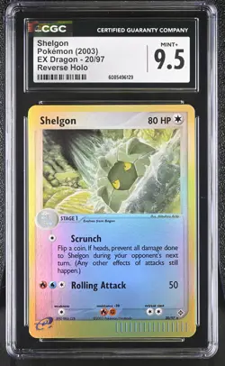 CGC 9.5 MINT+ Shelgon 2003 EX Dragon 20/97 Reverse Holo Pokemon Card - Image 1