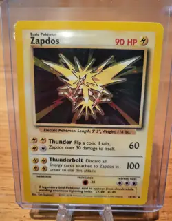 Pokemon TCG Zapdos Base SetU Holo Unlimited Rare Card 16/102 - Image 2