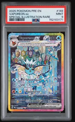 Pokemon TCG Prismatic Evolutions Vaporeon EX #149/131 PSA 9 - Image 1