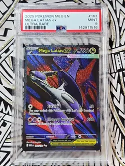 Mega Evolution Latias Ex Ultra Rare 163 PSA 9 Mint (516) 2025 Pokemon MEG EN - Image 1