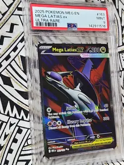 Mega Evolution Latias Ex Ultra Rare 163 PSA 9 Mint (516) 2025 Pokemon MEG EN - Image 3