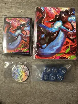 Pokemon Mega Charizard X Ex UPC Sealed Deck Box , Dice, Coin & Sleeves Set - Image 1
