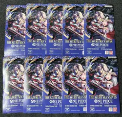 One Piece OP14 The Azure Sea’s Seven Sleeved Booster Pack Lot Of 10 - In Hand - Image 1