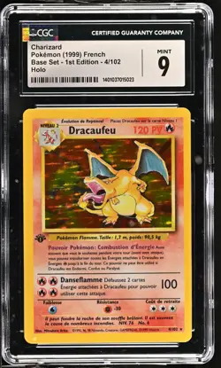 CGC 9 Charizard Dracaufeu Base Set 1st Edition FRENCH 4/102 Holo Pokemon Card - Image 1