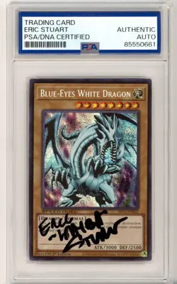 PSA Eric Stuart Signed Blue-Eyes White Dragon (PSR) SBC2-ENB02 Yu-Gi-Oh! TCG - Image 1