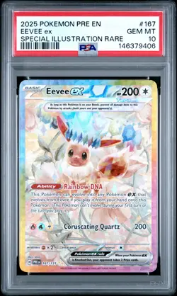 2025 POKEMON PRE EN-PRISMATIC EVOLUTIONS #167 EEVEE EX PSA 10 - Image 1