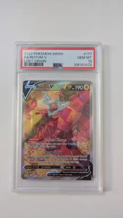 Rotom V 177/196 Alternate Full Art PSA 10 Pokemon TCG SWSH Lost Origin - Image 1