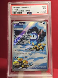 2025 POKEMON PFL EN-PHANTASMAL FLAMES ILLUSTRATION RARE #098 PIPLUP PSA 9 - Image 1