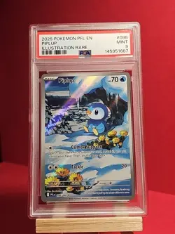 2025 POKEMON PFL EN-PHANTASMAL FLAMES ILLUSTRATION RARE #098 PIPLUP PSA 9 - Image 3