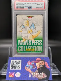 1996 POKEMON JPN BANDAI CARDDASS VENDING #149 DRAGONITE PSA 8 - Image 1