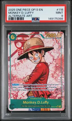 2025 One Piece OP13-Carrying On His Will Monkey D. Luffy #118 Alt Art PSA 9 - Image 1