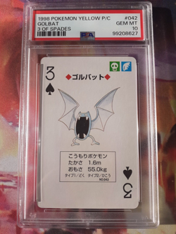 1998 Pokemon Pikachu Yellow Deck Golbat 3 of Spades Poker Playing Card PSA 10🦇 - Image 1