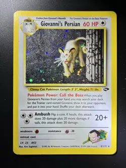 Pokemon Card Giovanni's Persian 8/132 Gym Challenge HOLO RARE Light Played LP - Image 1