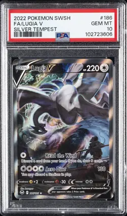 2022 POKEMON SWORD & SHIELD SILVER TEMPEST #186 FULL ART/LUGIA V PSA 10 - Image 1