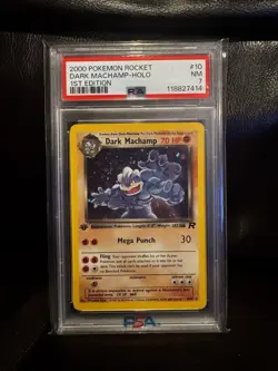 2000 Pokemon Team Rocket First Edition Dark Machamp Holo #10 PSA 7 - Image 1