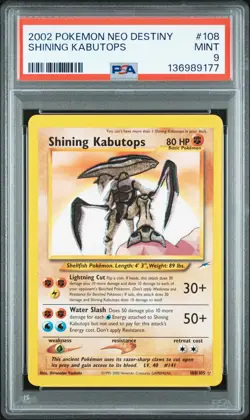 Pokemon Shining Kabutops 108/105 PSA 9 Neo Destiny - Image 1