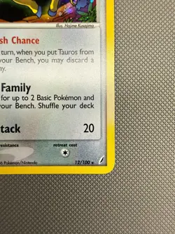 Tauros Holo Rare 12/100 ex Crystal Guardians Pokemon Card - Image 5